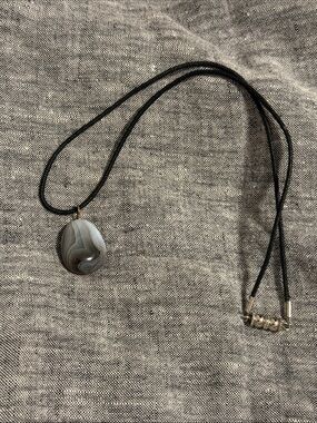 Botswana Agate Pendant Necklace on Black Cord